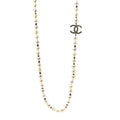 Pearl Crystal CC Necklace Light Gold