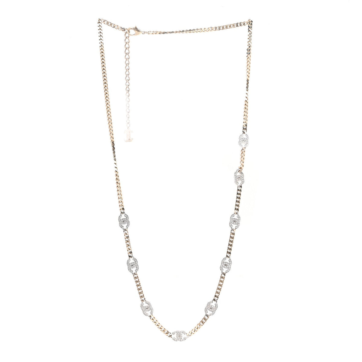 Crystal Chain CC Link Necklace Gold Silver