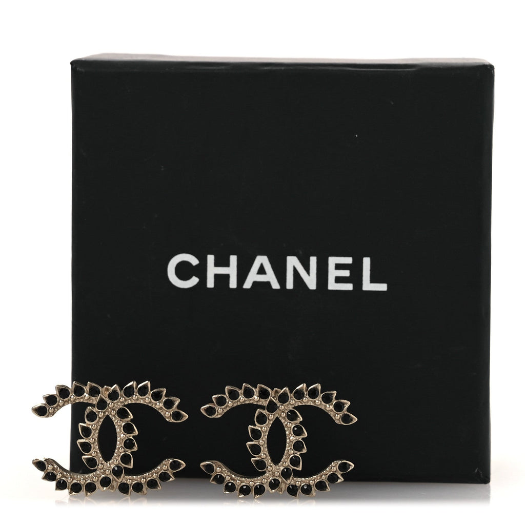Strass Crystal Dazzling Wheat CC Earrings Black Gold