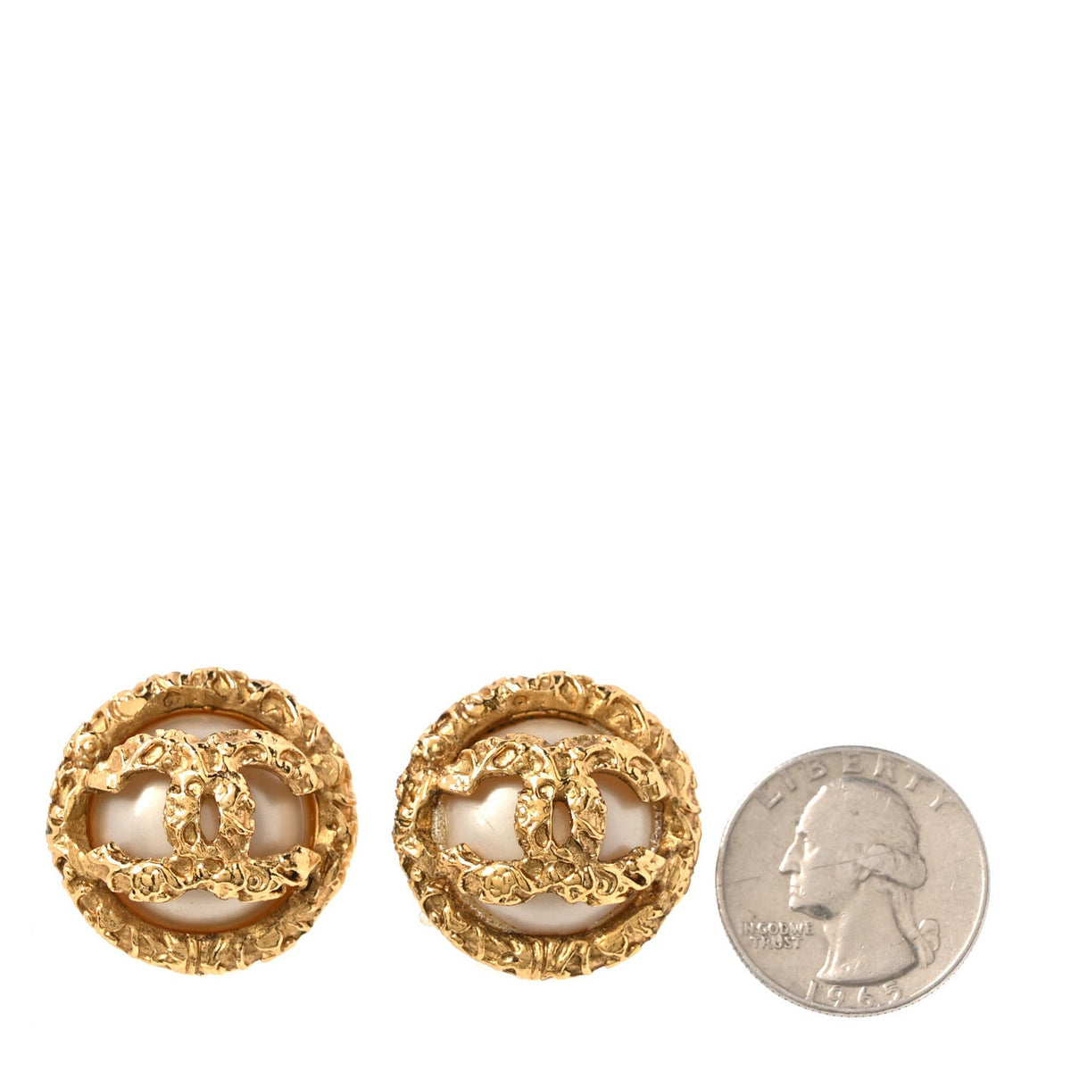 Textured CC Clip On Earrings Gold