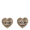 Crystal Metal Resin CC Heart Earrings Gold