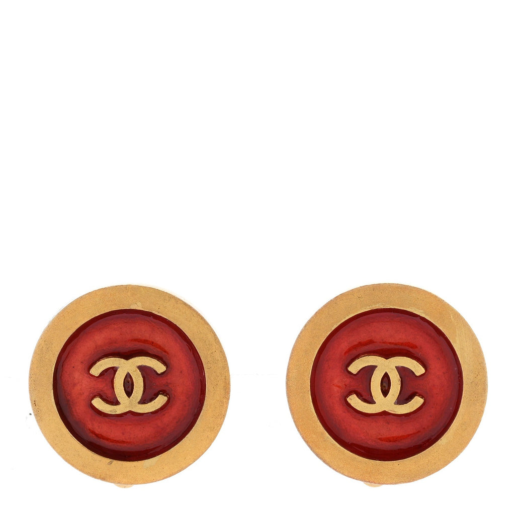 CC Clip On Earrings Red Gold