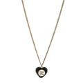 Pearl Crystal CC Heart Necklace Gold Pearly White Black