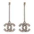 Baguette Crystal CC Drop Earrings Silver