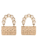 Pearl Quilted CC Flap Bag Earrings Gold