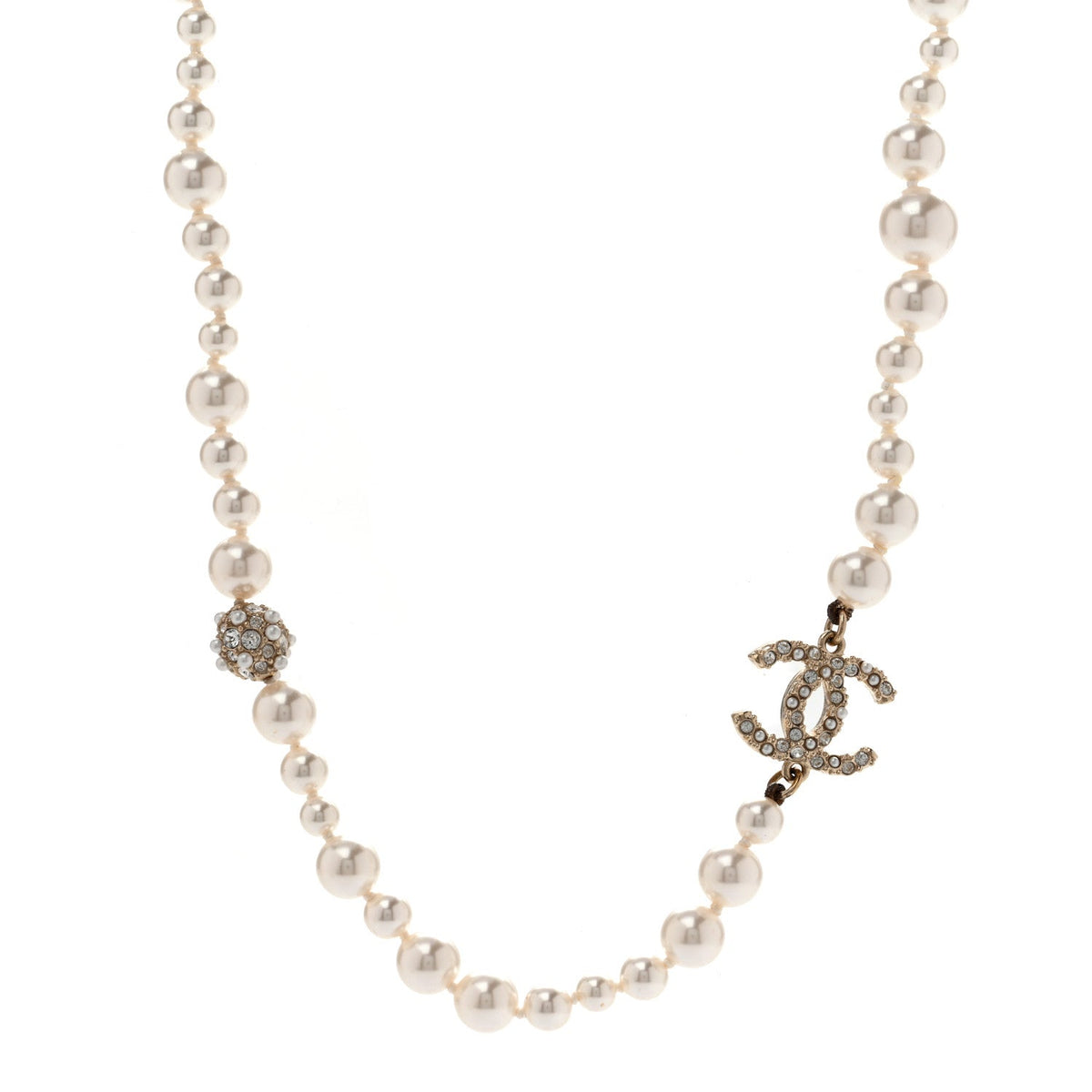 Pearl Crystal CC Short Necklace Gold Gold