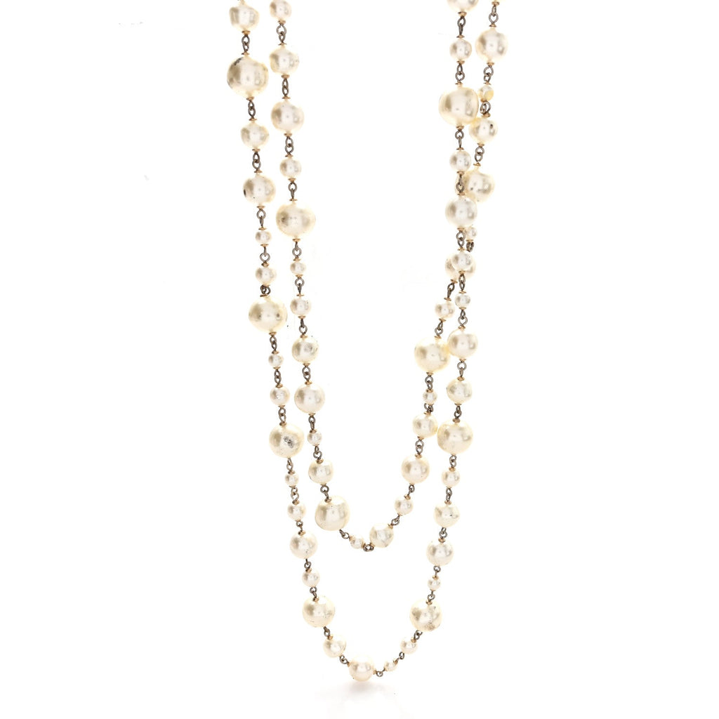 Pearl CC Long Necklace Gold