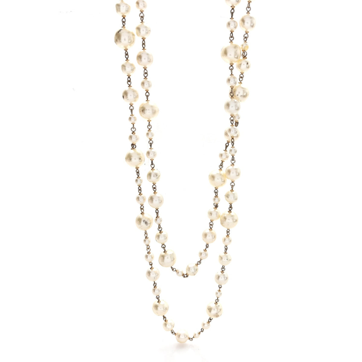 Pearl CC Long Necklace Gold