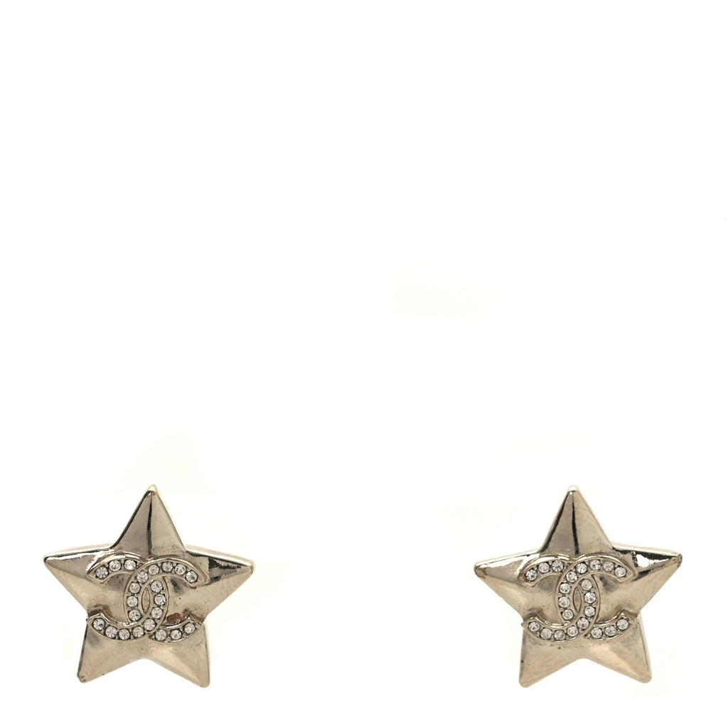 Crystal Star CC Stud Earrings Silver