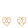 Metal CC Heart Coco In Love Earrings Gold