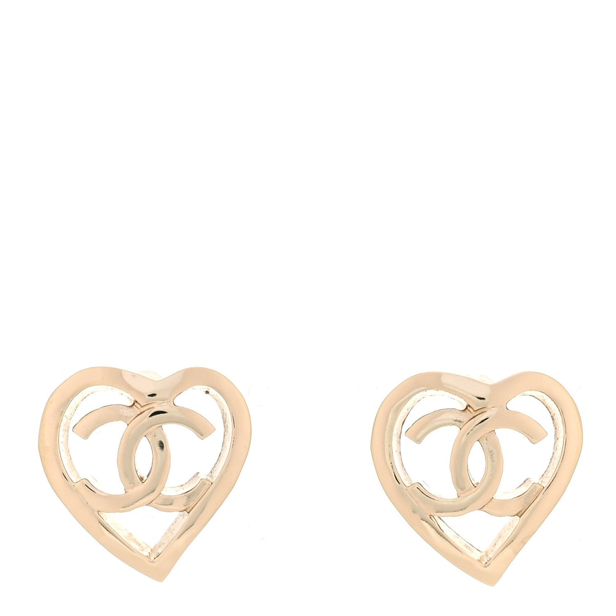 Metal CC Heart Coco In Love Earrings Gold