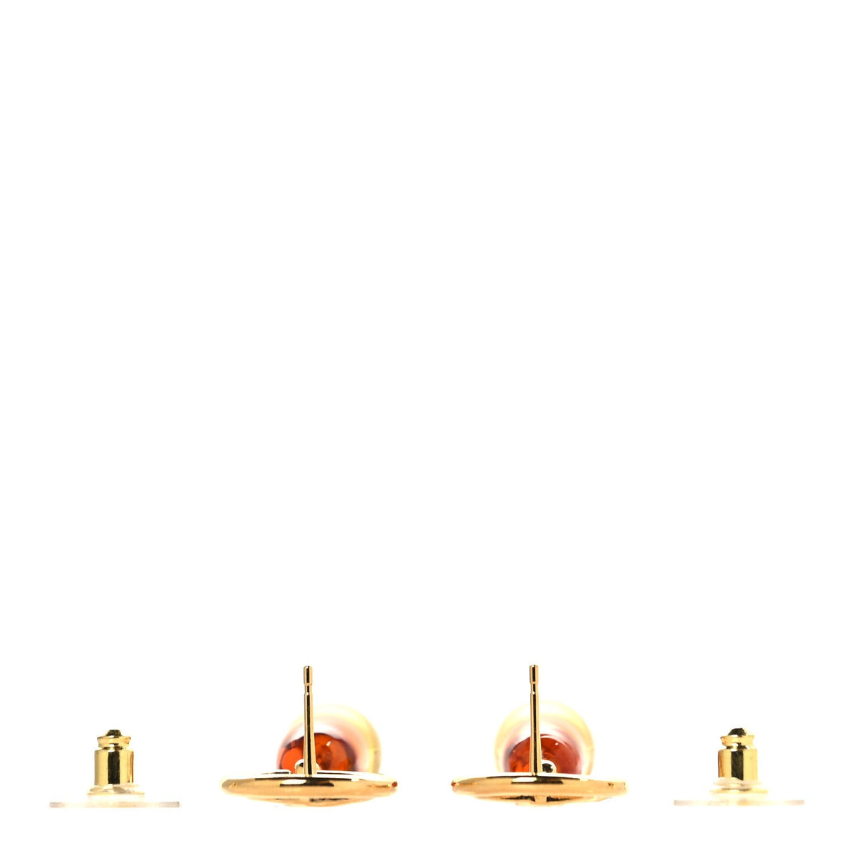 Metal Resin CC Drop Earrings Gold Brown