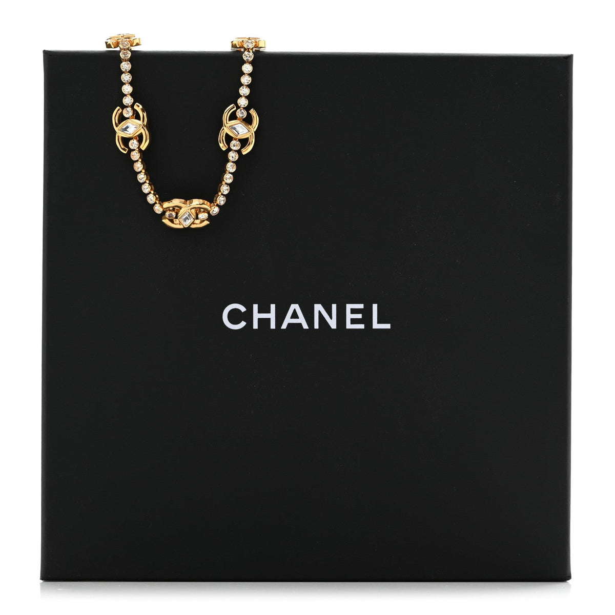 Metal Crystal CC Marquise Choker Gold
