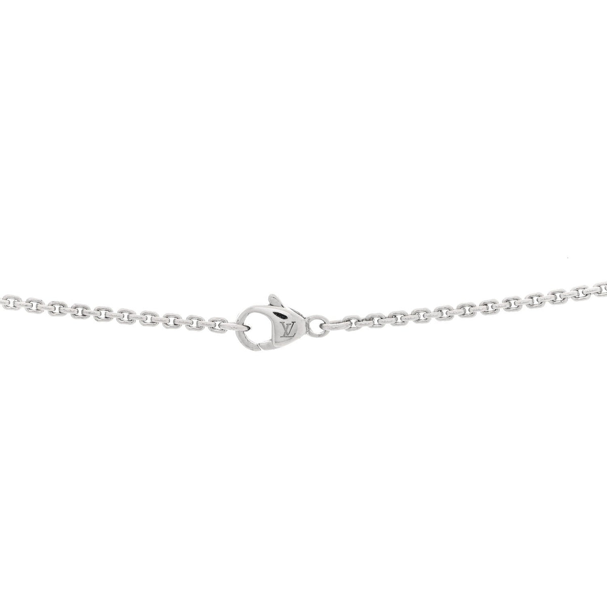 18K White Gold Diamond LV Medium Pendant Necklace