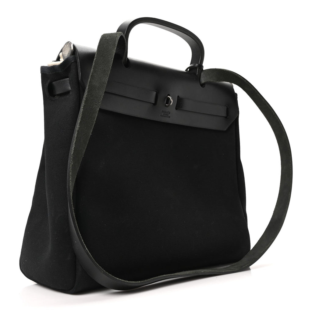 Toile Vache Calfskin Herbag 30 PM Ficelle Black