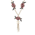 Resin Pearl Metal CC Camellia Necklace Pink Gold