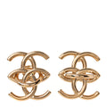 Metal Double CC Interlock Earrings Gold