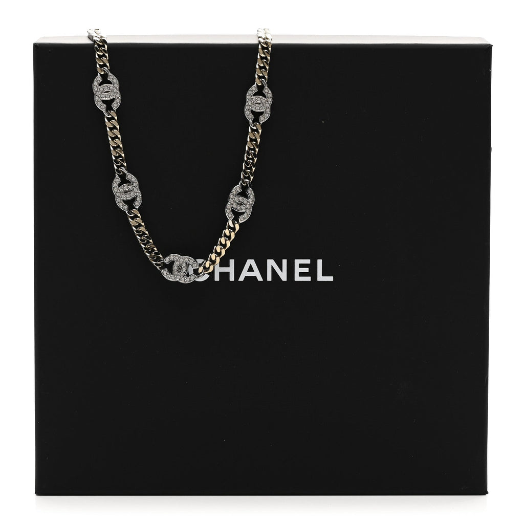 Crystal Chain CC Link Choker Gold Silver