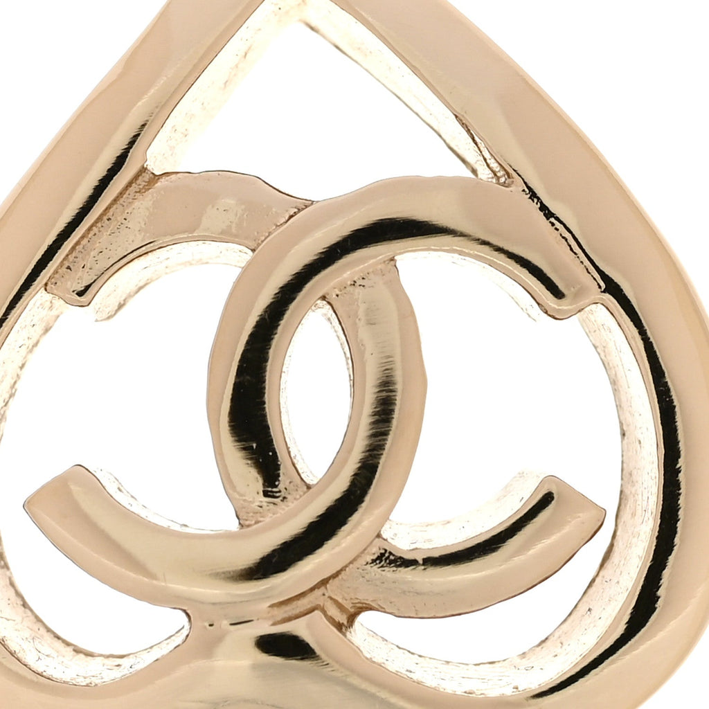 Metal CC Heart Coco In Love Earrings Gold