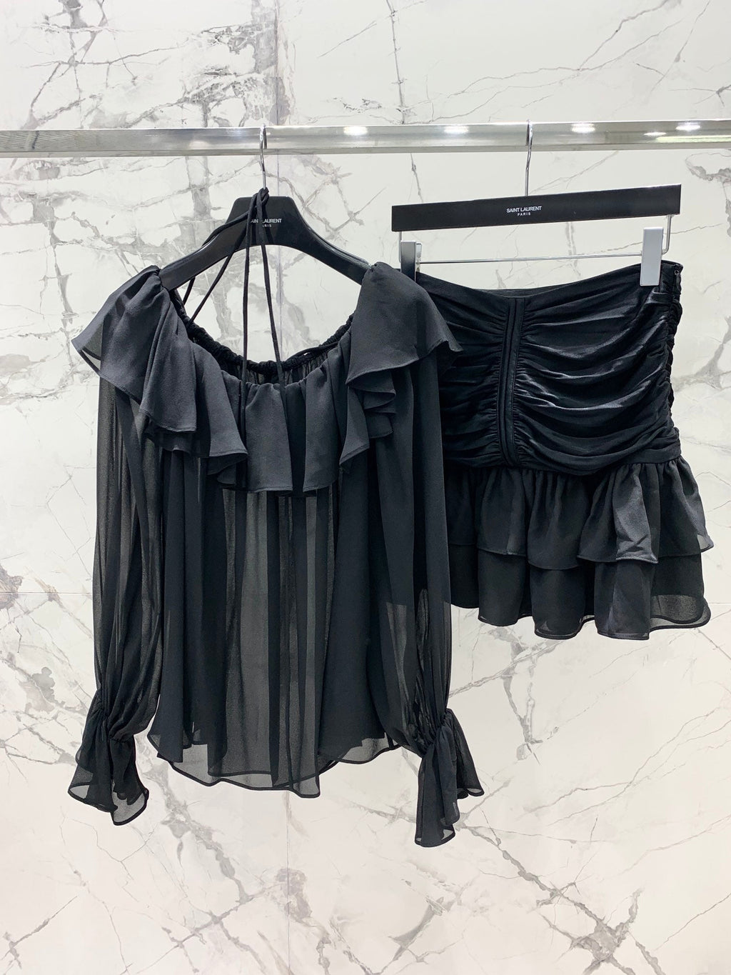 Blumarine 26s Set Neck Blouse Skirt Polyester