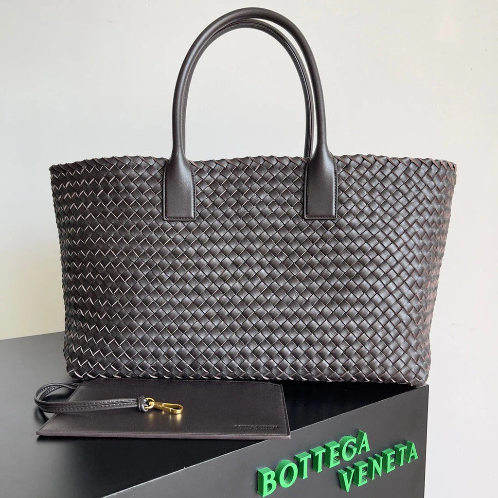 BV 2026 Cabat Tote Bag 51cm Dark Brown Intreccio Leather