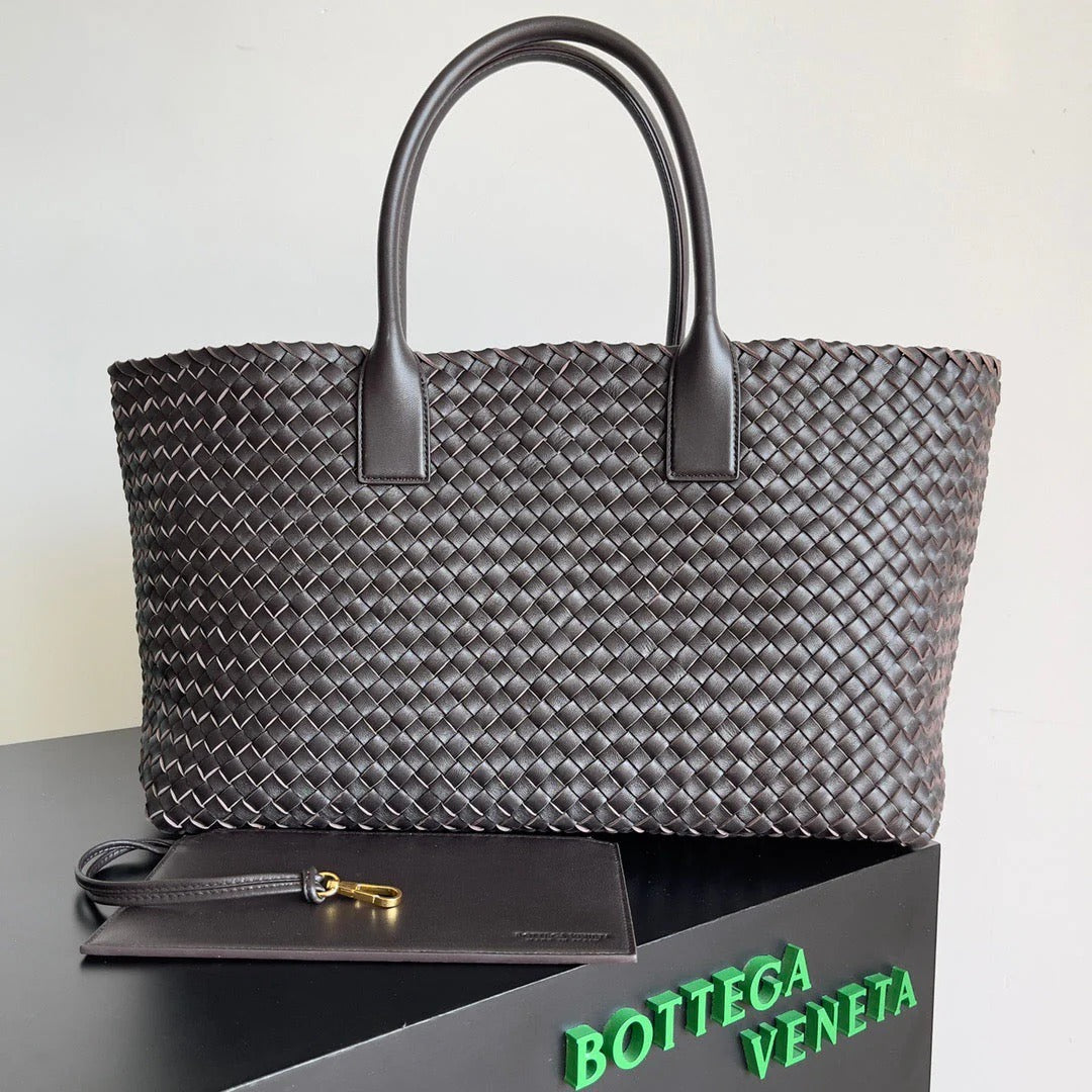 BV 2026 Cabat Tote Bag 51cm Dark Brown Intreccio Leather