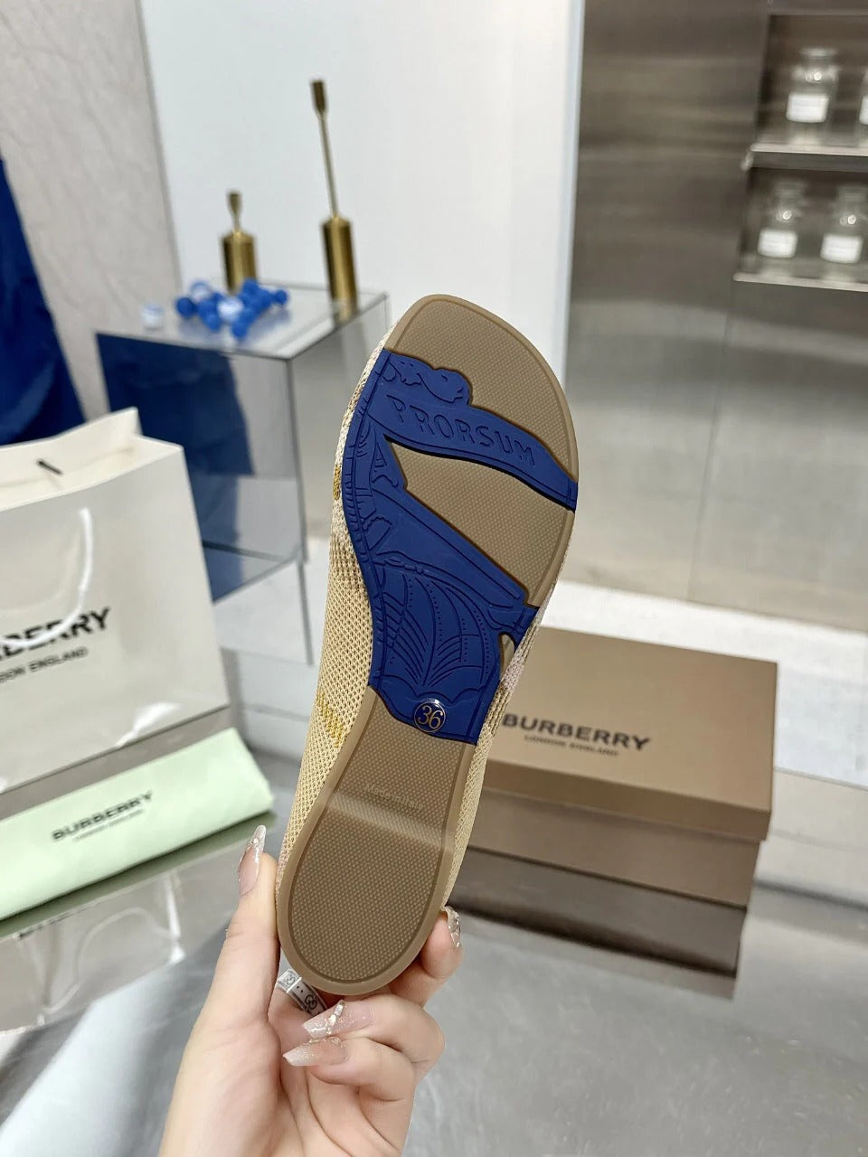 Burberry Classic Check Flats Beige in Fabric 729740