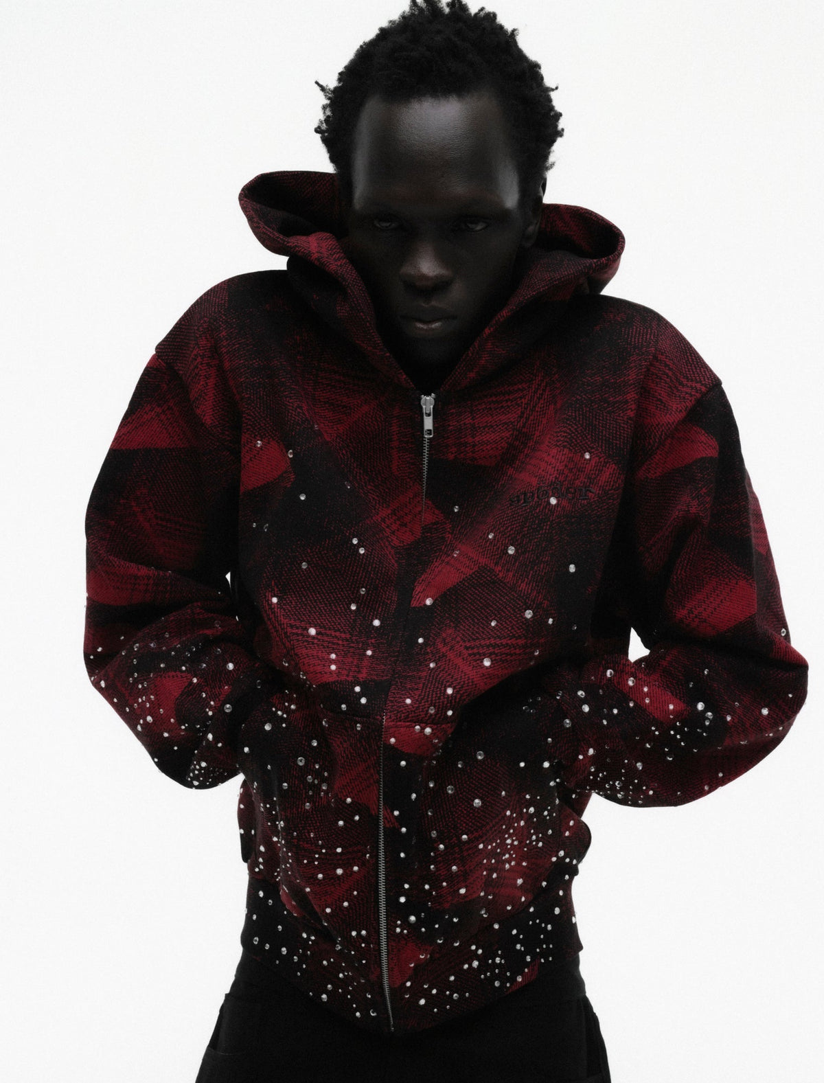 STAR PLAID FULL ZIP HOODIE