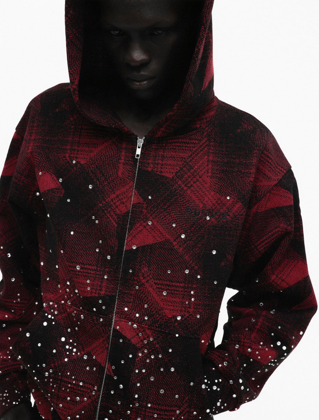 STAR PLAID FULL ZIP HOODIE