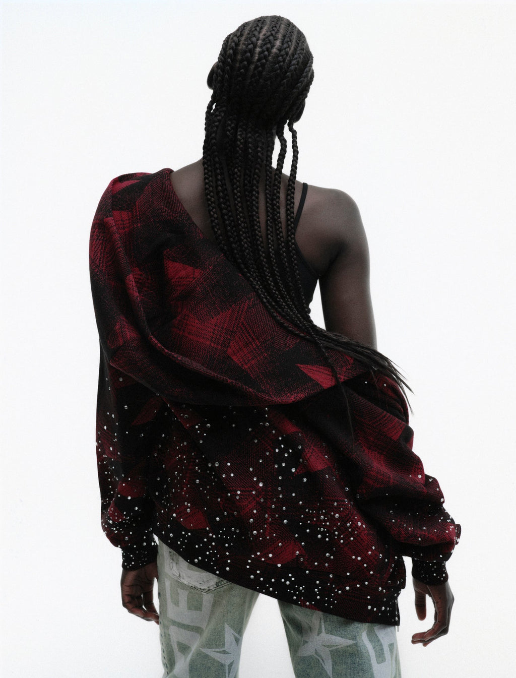 STAR PLAID FULL ZIP HOODIE
