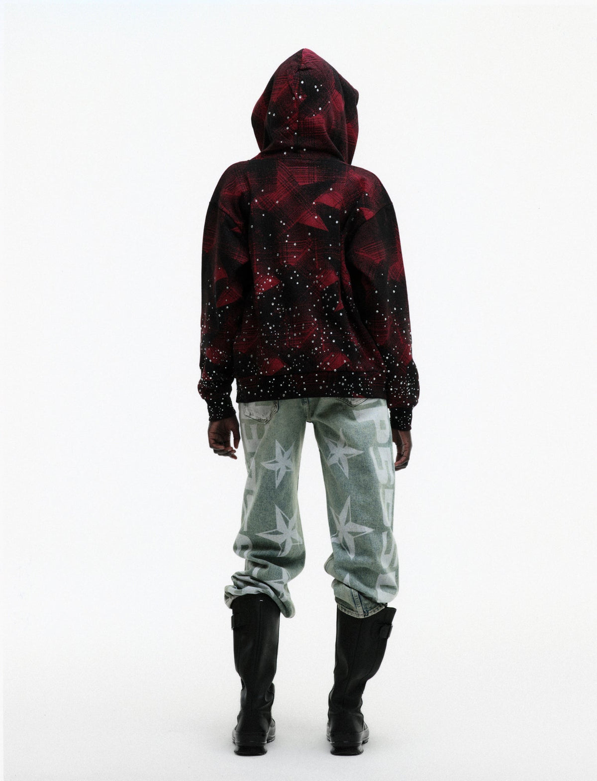 STAR PLAID FULL ZIP HOODIE