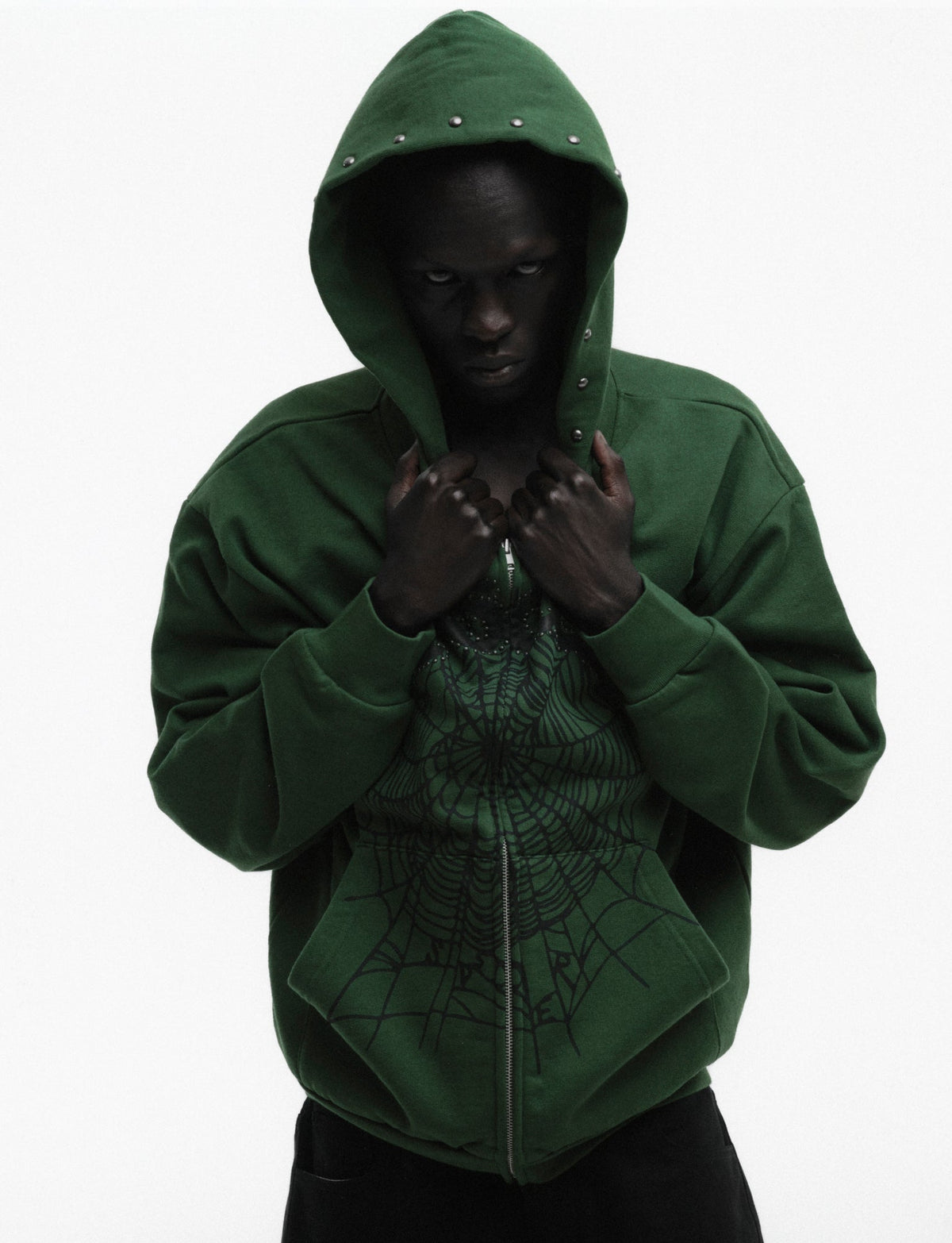 OG WEB STUDDED ZIP HOODIE