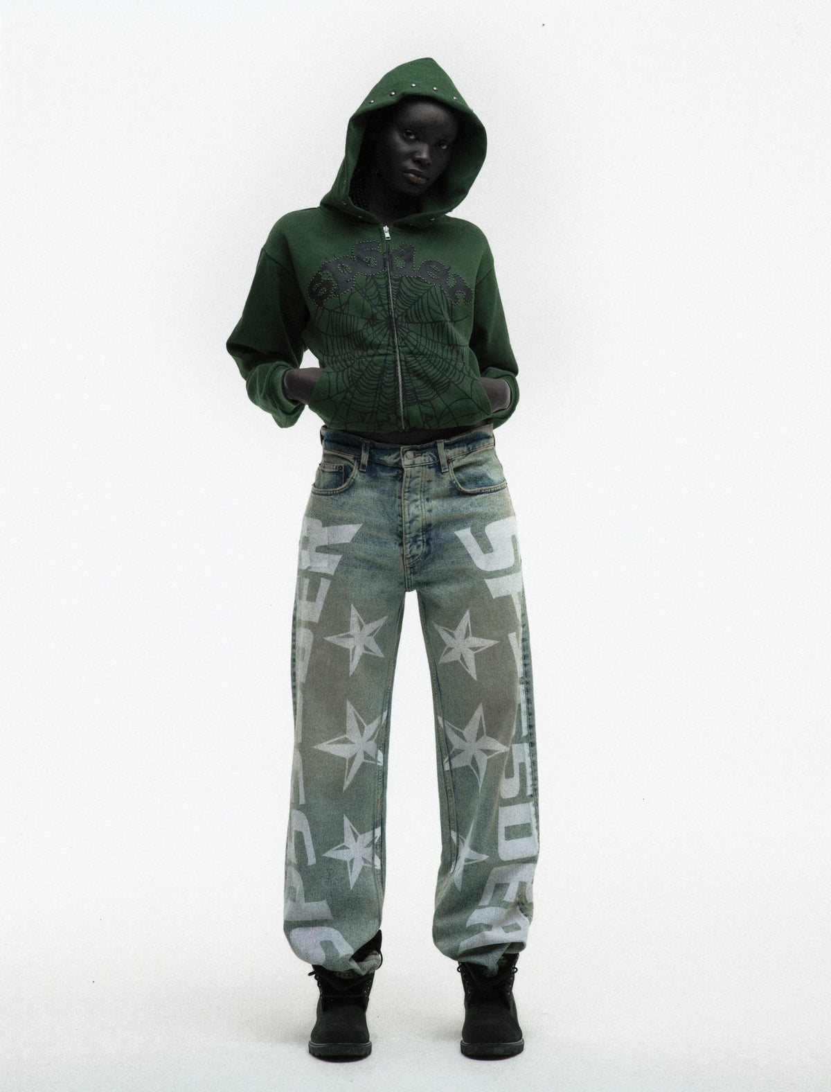 OG WEB STUDDED ZIP HOODIE