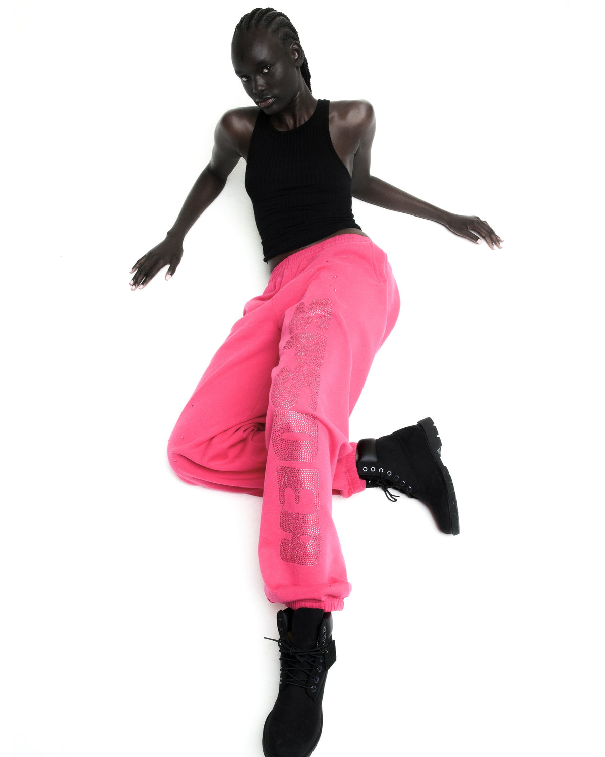 RHINESTONE SILK SWEATPANT