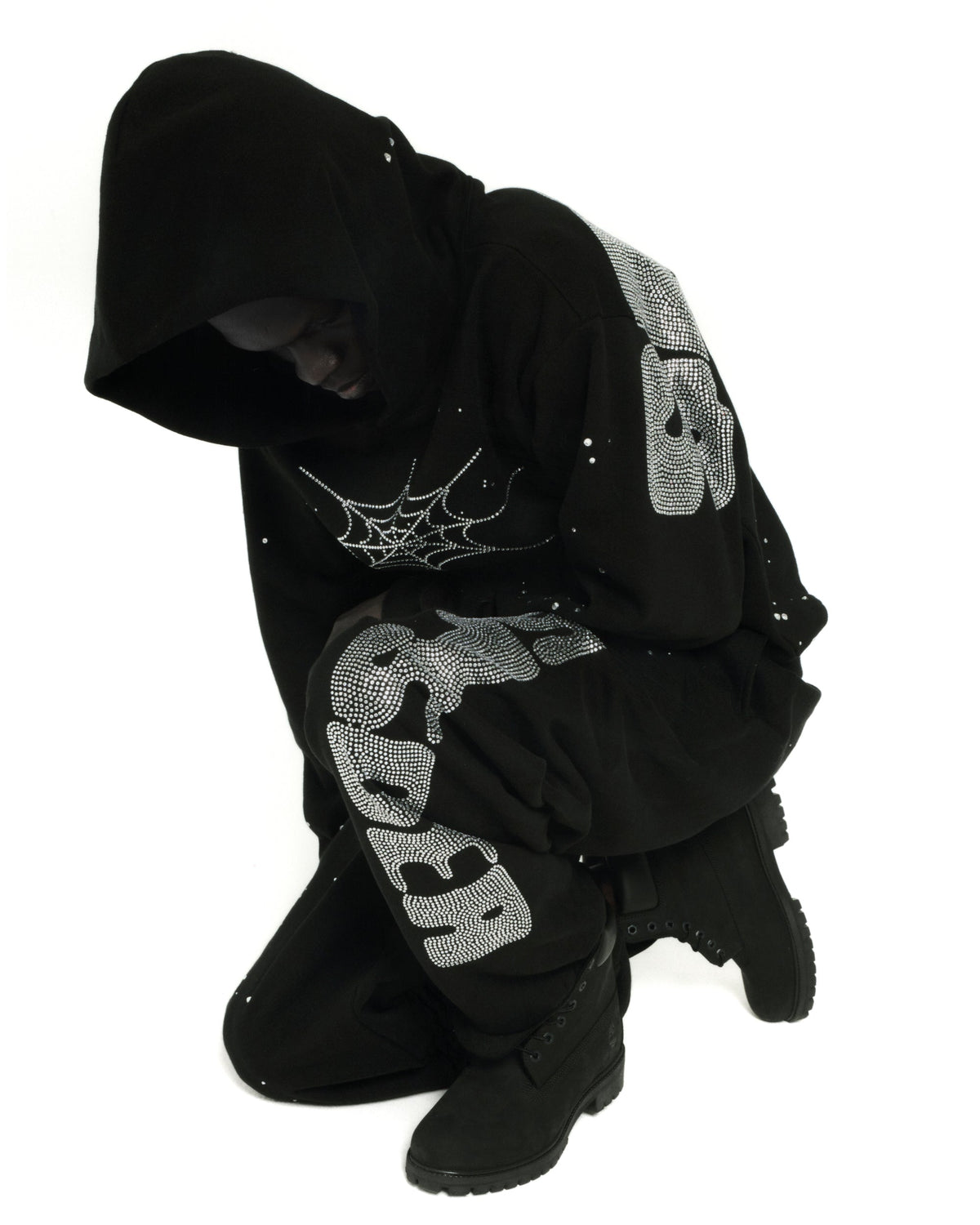RHINESTONE SILK HOODIE