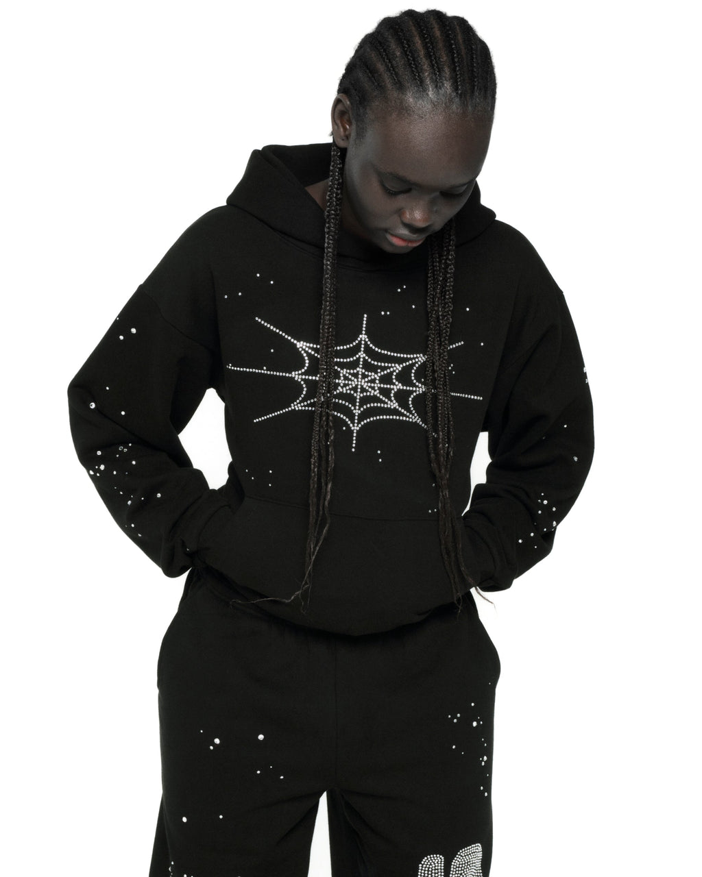 RHINESTONE SILK HOODIE