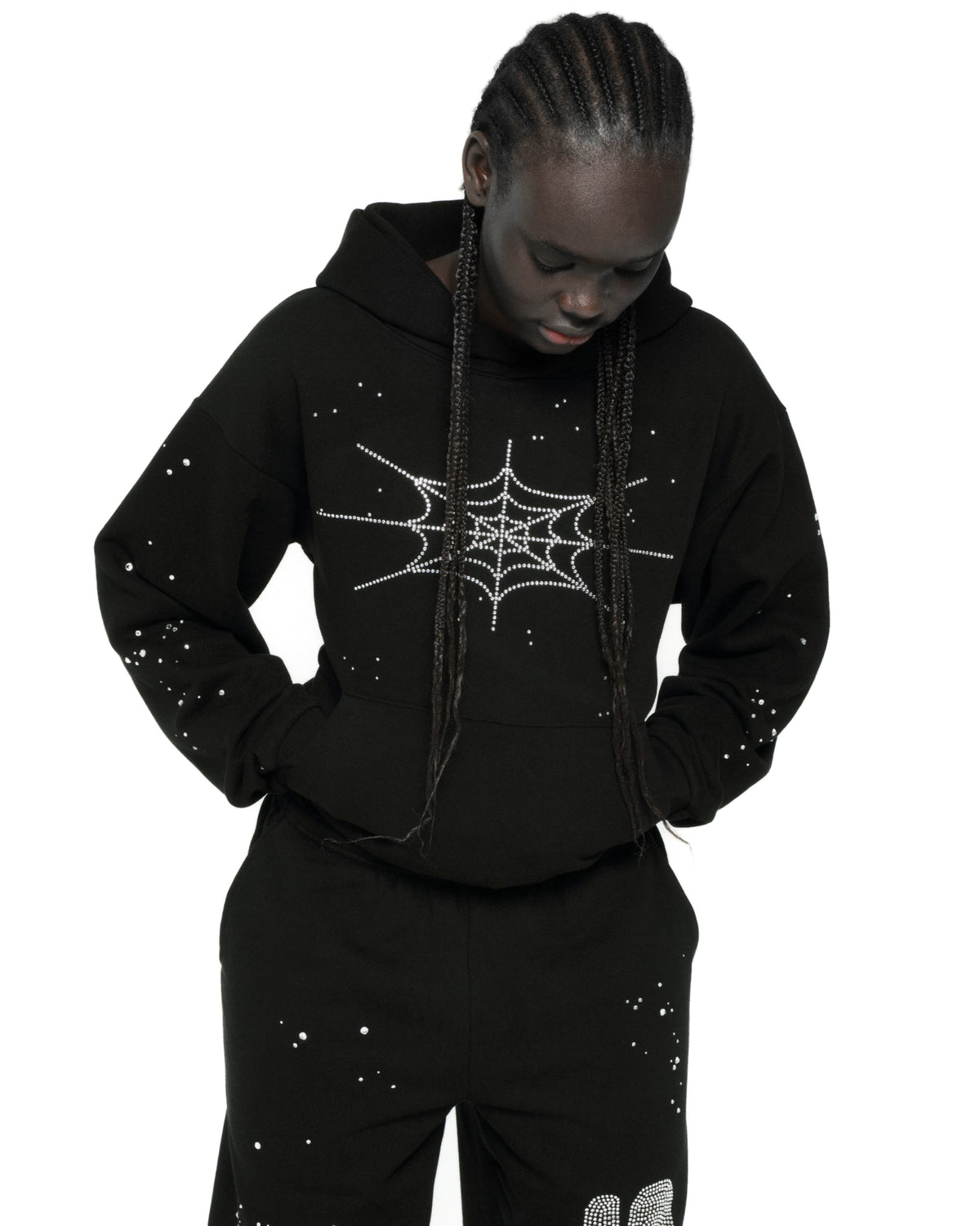 RHINESTONE SILK HOODIE