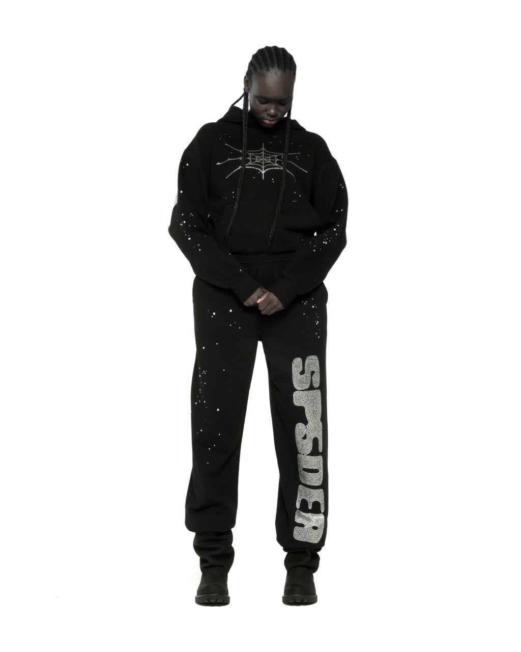 RHINESTONE SILK HOODIE