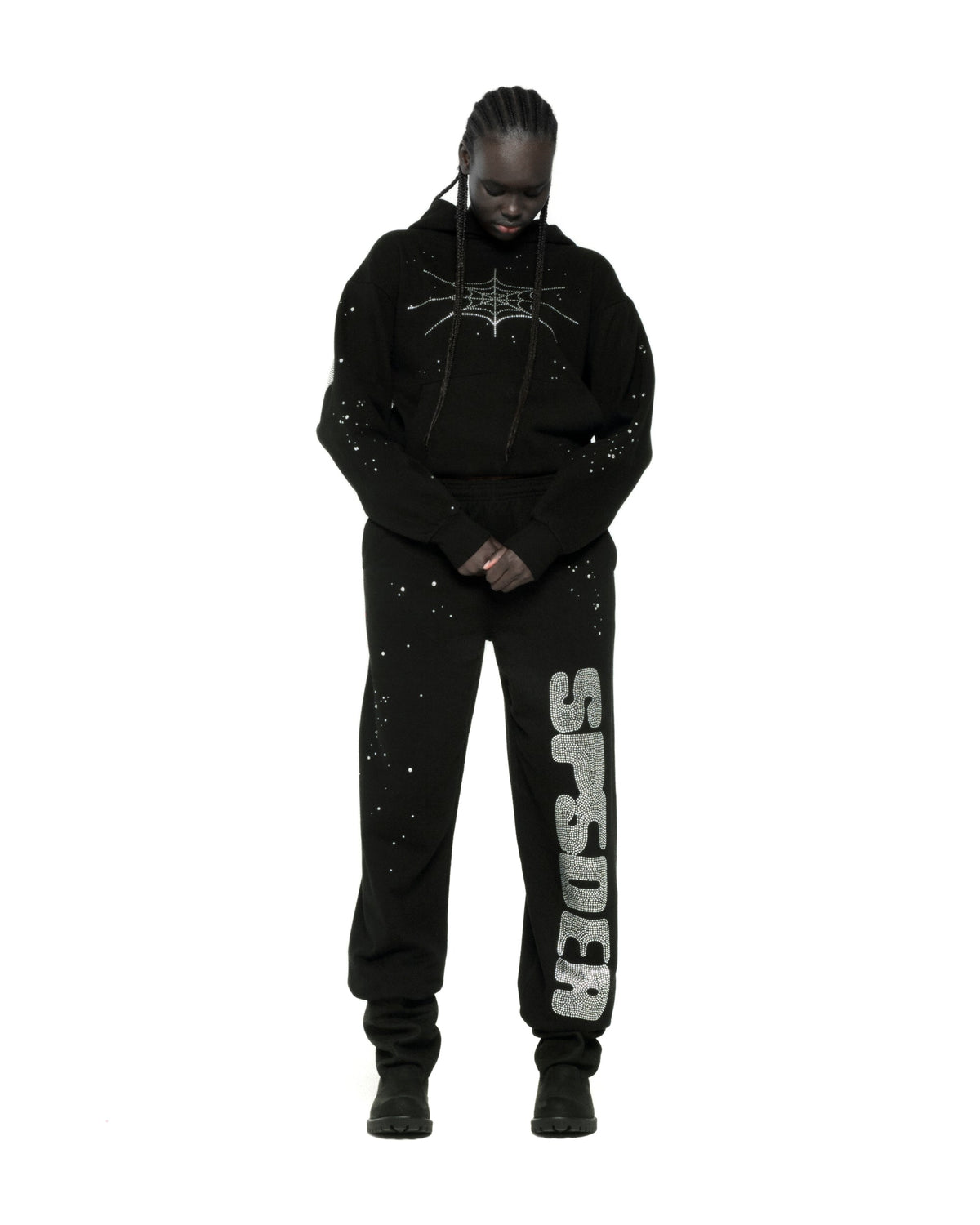 RHINESTONE SILK HOODIE