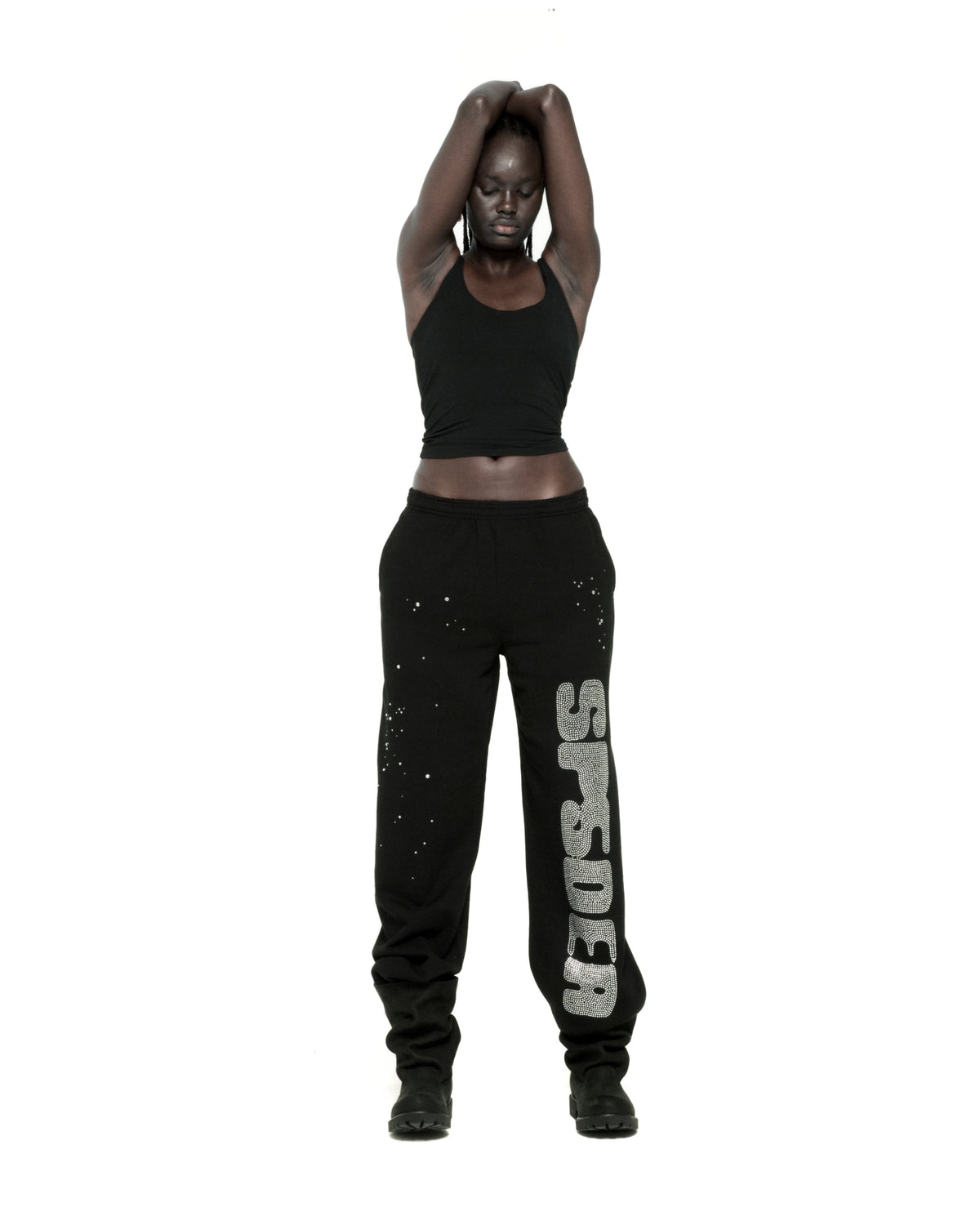 RHINESTONE SILK SWEATPANT