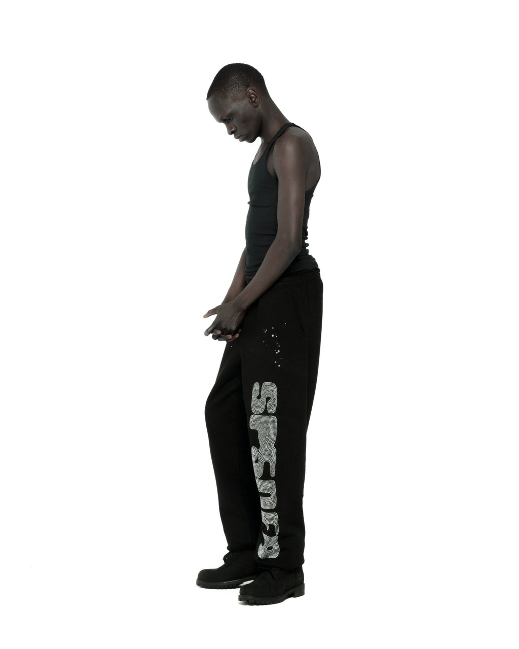 RHINESTONE SILK SWEATPANT