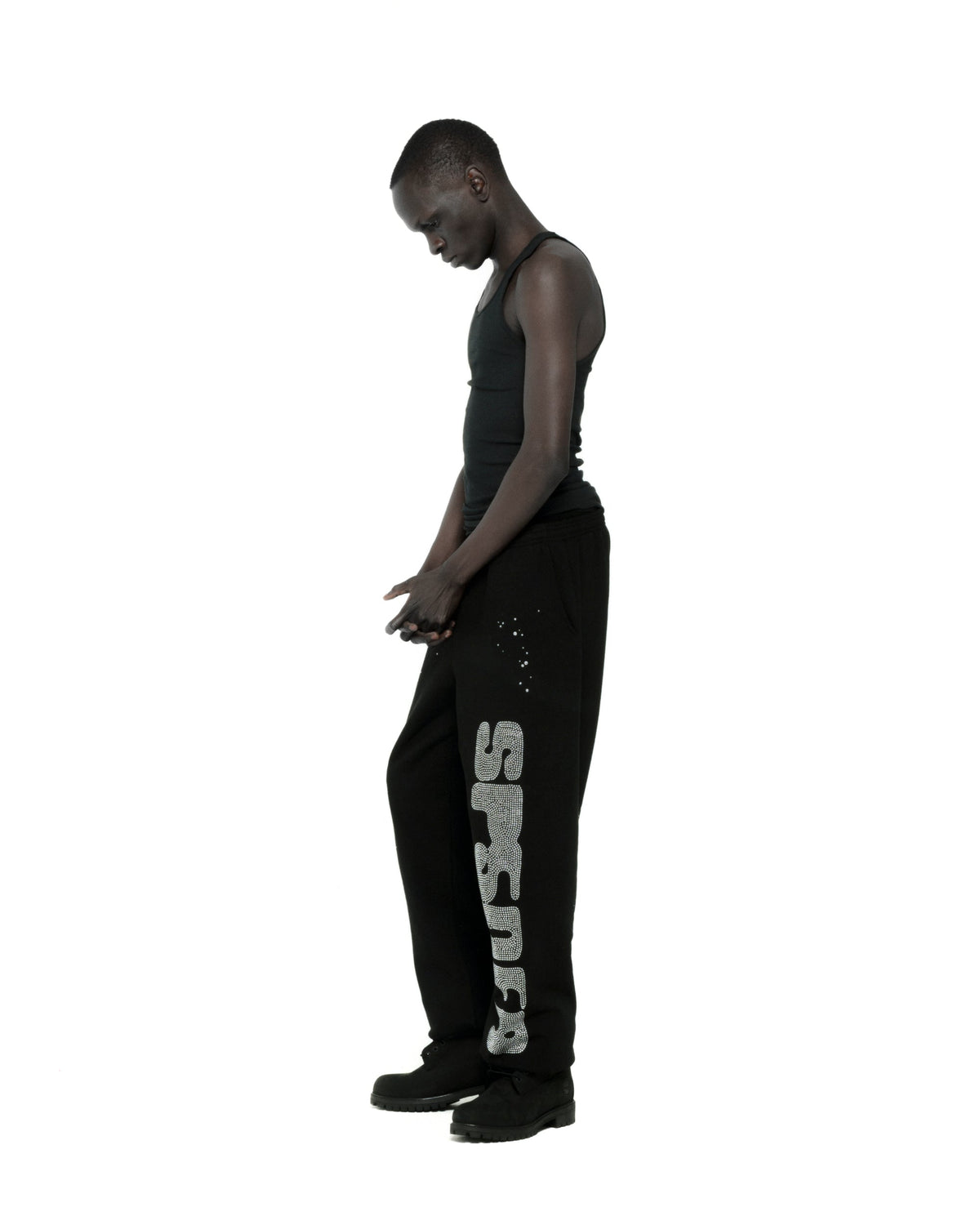 RHINESTONE SILK SWEATPANT