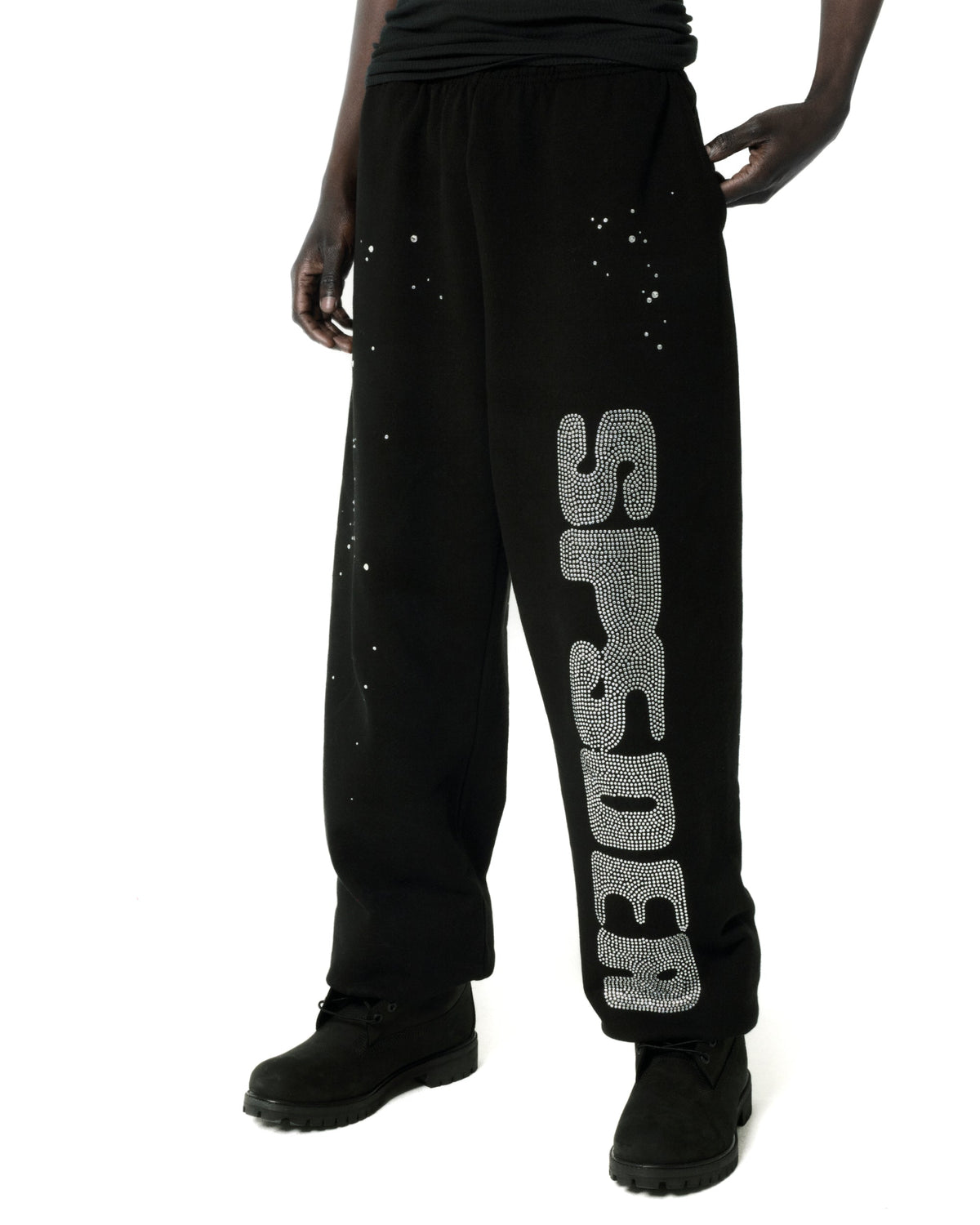 RHINESTONE SILK SWEATPANT