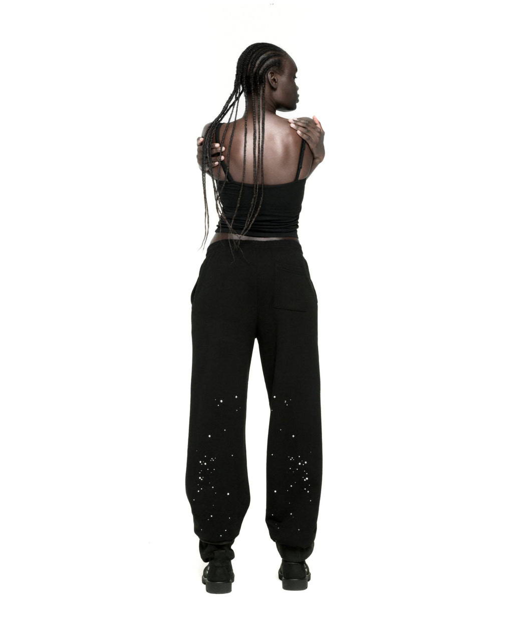 RHINESTONE SILK SWEATPANT
