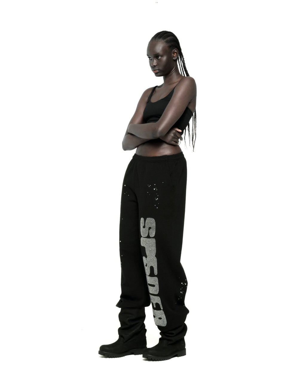 RHINESTONE SILK SWEATPANT