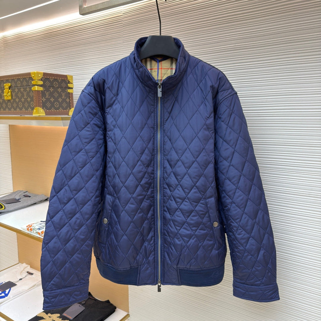 Burberry 25 Quilted Down Jacket Blue Nylon Fabric