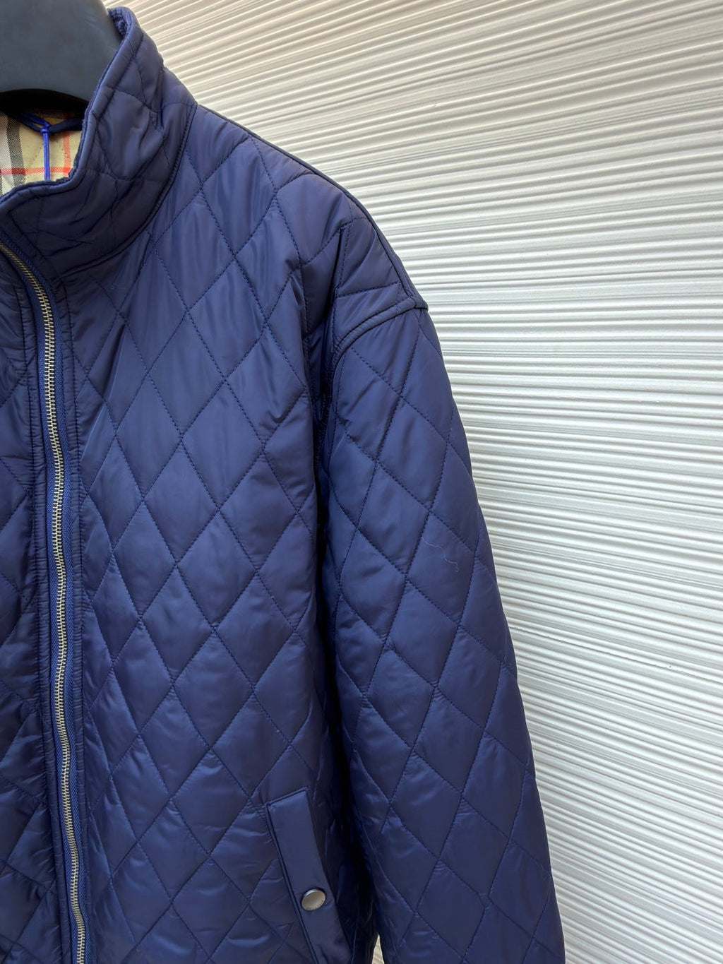 Burberry 25 Quilted Down Jacket Blue Nylon Fabric