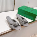 BV Maroon Knotted Slides 5.5cm Grey Leather 798051