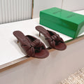 BV Maroon Knotted Slides 5.5cm Chocolate Leather 798055