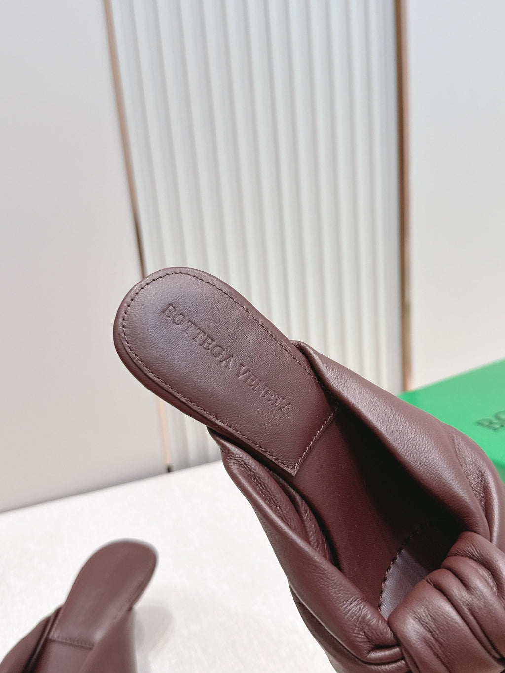 BV Maroon Knotted Slides 5.5cm Chocolate Leather 798055